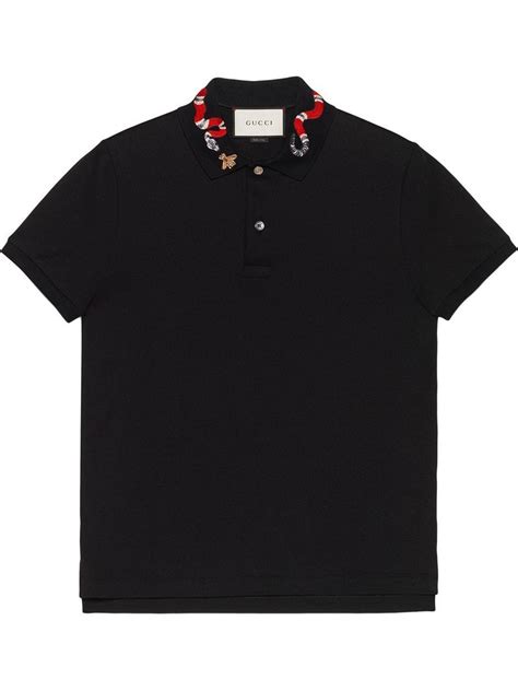 gucci polo shirt black|Gucci snake and bee polo.